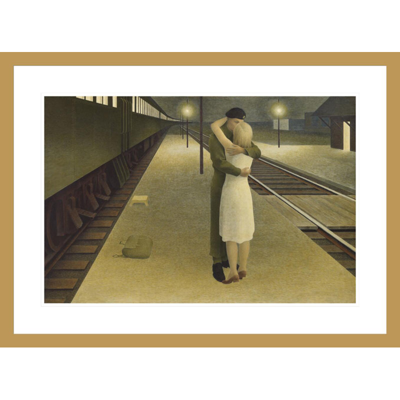«Soldier and Girl at Station» par Alex Colville - Impression Giclée encadrée, H 21,78 po x l 29,5 po