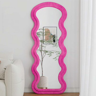 Miroir de plancher en flanelle pleine longueur avec support pour chambre à coucher