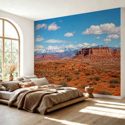 Wall Mural Peel and Stick Wallpaper La Sal Mountains View Arches National Park Self-Adhesive Removable Contact Paper Wall Decor for Living Room Bedroom 69"H x 96"W