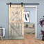 Porte de grange lambrissée peinte en bois et en métal avec trousse de quincaillerie d'installation-61661732-61661733