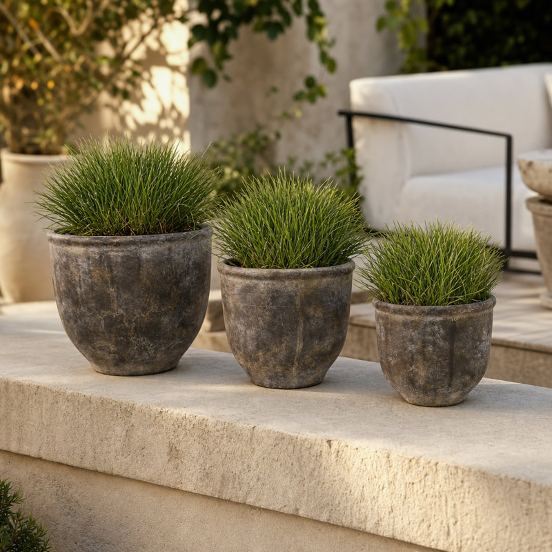 Pots à fleurs contemporains d'extérieur ou d'intérieur en terre cuite pour le salon ou le patio - pot de fleurs rustique décor à la maison - ensemble de 3, 9, 7, 6
