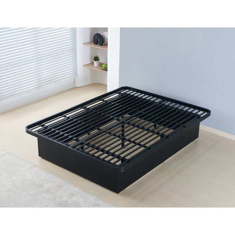 16 Inch High King Size Metal Platform Bed, , Modern Bedroom Black Bed Frame, 16" Height, & Stable For, King