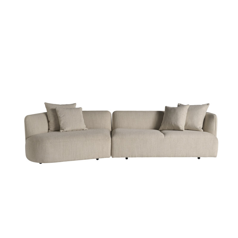 Danica Left Short Chaise Right Long Chaise, Beige Polyester Blend, Left Hand Facing