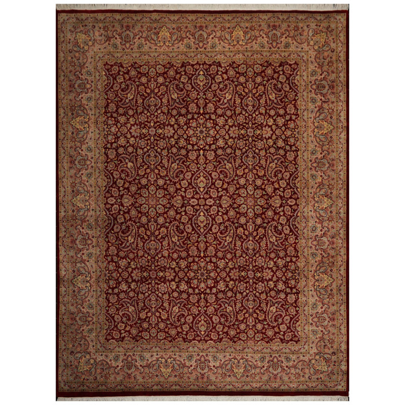Hand-Knotted Red Wool Oriental Rug, 9' x 12'