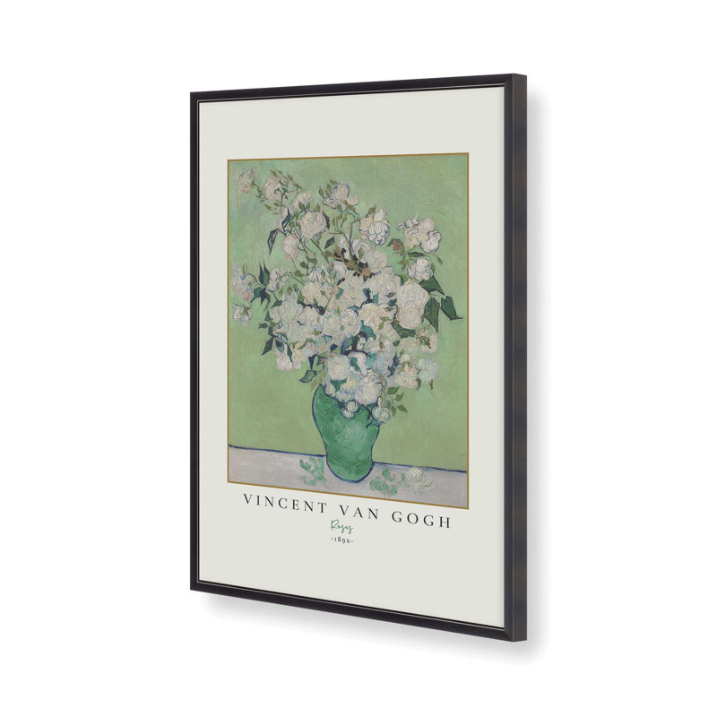 Van Gogh's Roses, reproduction de 1890, Reproduction encadrée sans passe-partout 1, Zinc patiné