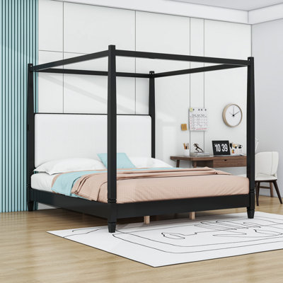 Canopy Bed with Upholstered Headboard