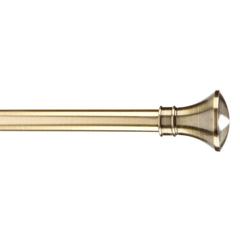 Cherelle Adjustable Single Curtain Rod, 5.12" H x 31.5" W x 7.28" D, Antique Brass