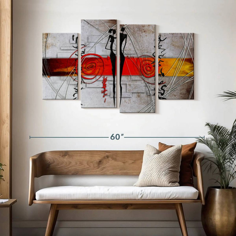 Leisha African Tribal Villagers, 32" H x 52" W