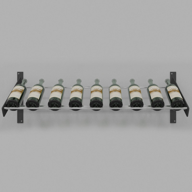 Abbie-Marie Wall Mounted Wine Bottle Rack, Black/Chrome