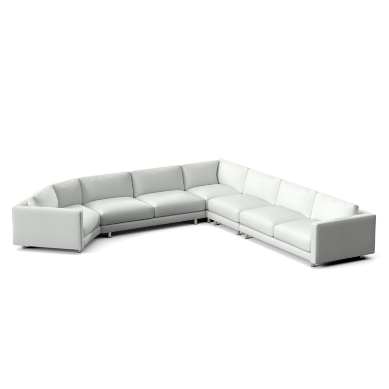 Avanni Patio Sectional with Sunbrella Cushions, Silver, White Slub 6049-000