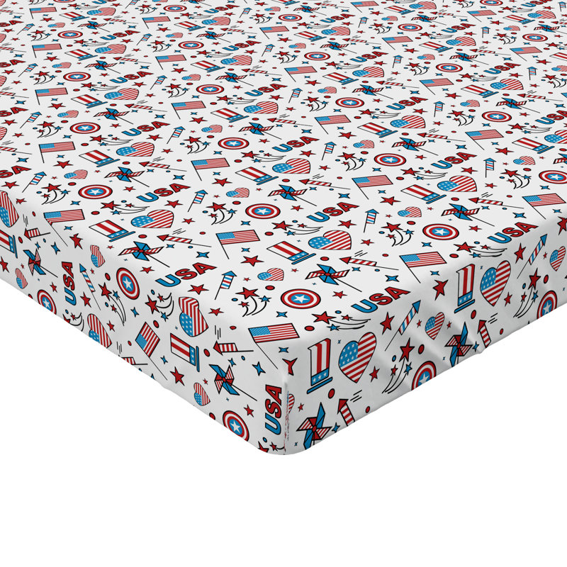 Drap-housse Ambesonne 4 juillet USA - rouge, blanc, bleu, Drap-housse grand
