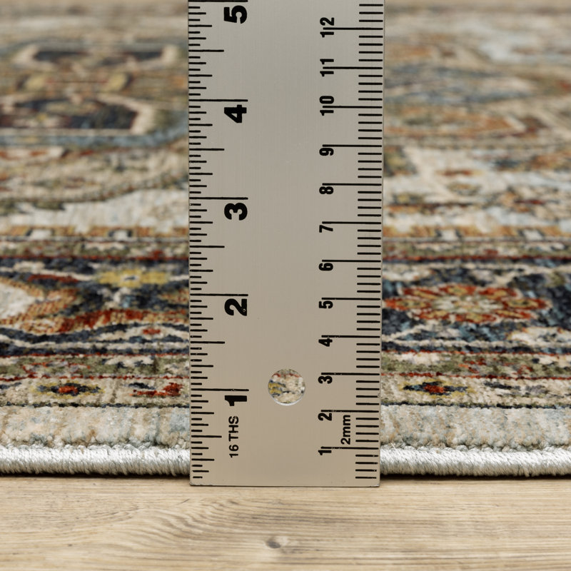 Tapis beige / bleu ciel Hovis, Tapis de couloir 2 pi 3 po x 7 pi 6 po