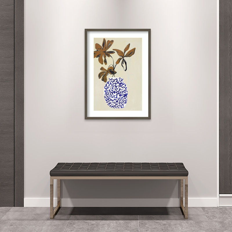 Midford Blue and Brown Floral Ambience Framed on Paper by Design Fabrikken Photograph, 33" H x 24" W x 1" D, Gray