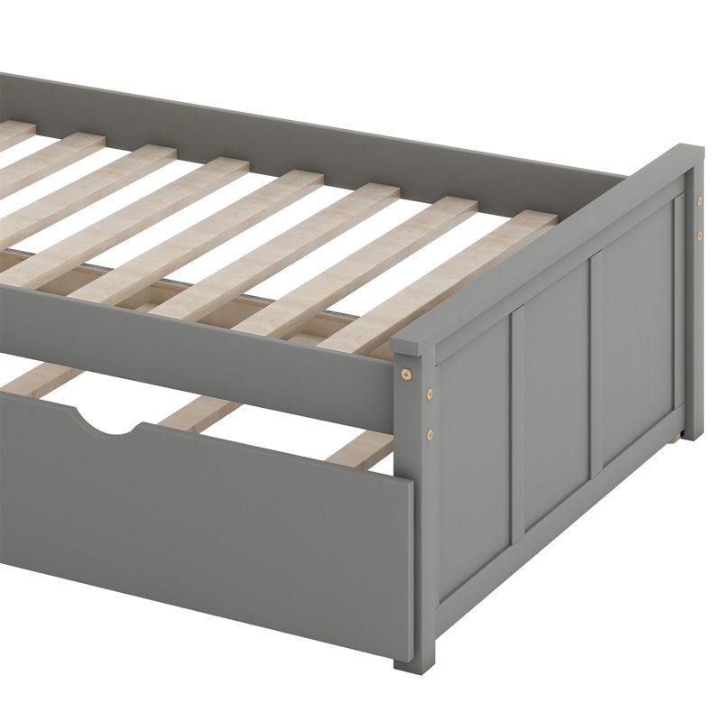 Platform Bed With Trundle, Gray