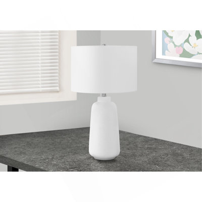 Lighting, H 26 po, lampe de table, céramique crème, abat-jour ivoire / crème, moderne