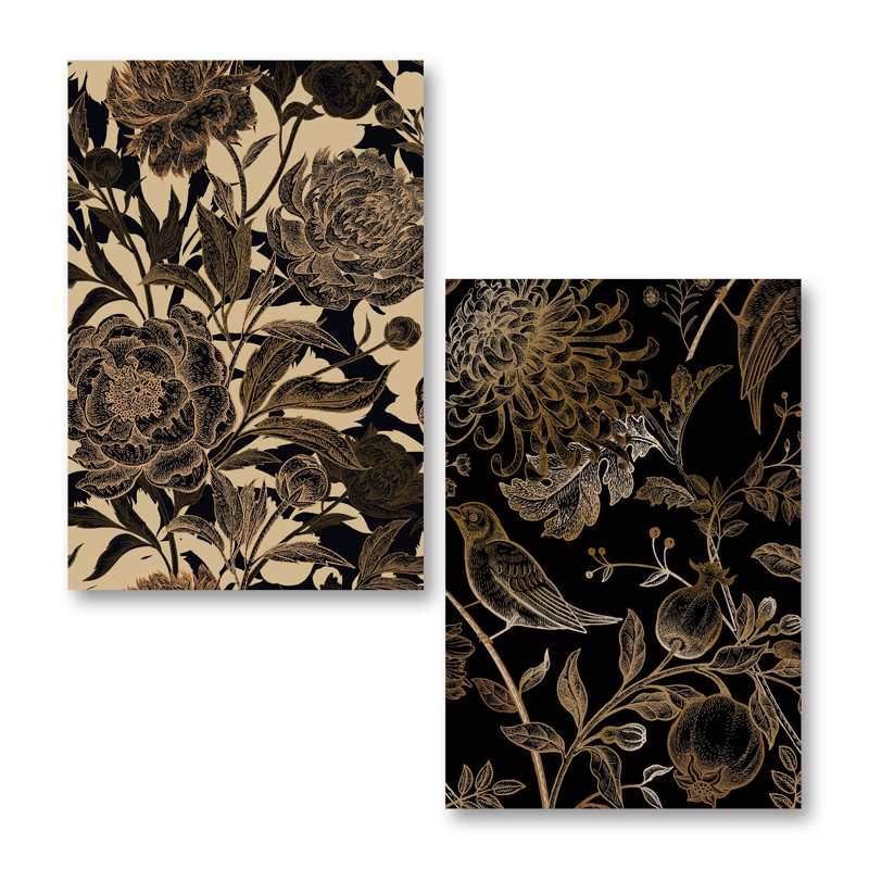 «Golden Rose II and Nordic Victorian I», ensemble de 2 reproductions d'impressions, Papier, H 24 po x l 16 po x P 0,01 po