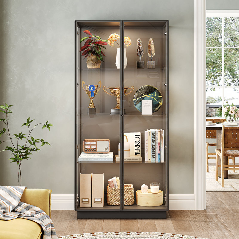Display Case With Tempered Glass Shelves And Doors