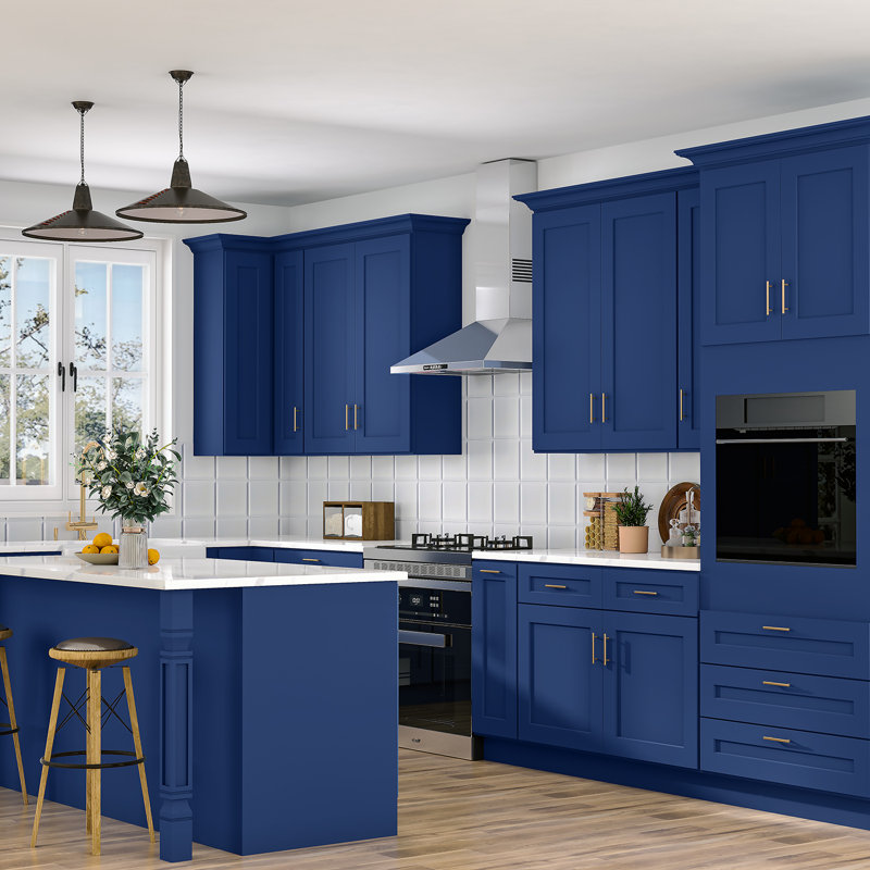 Armoire murale d'angle, L 24 po x H 42 po x P 12 po, Shaker bleu