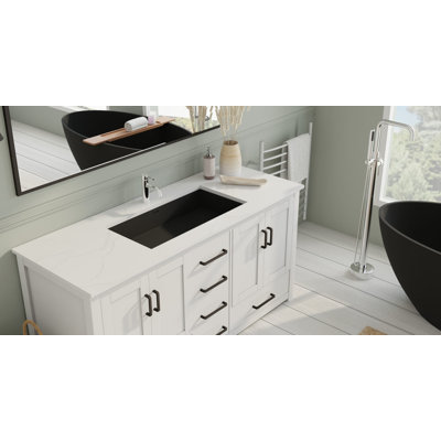 Lavabo de salle de bain encastrable en résine 31,4 po x 16,7 po Badeloft UB-05-L-MBLK