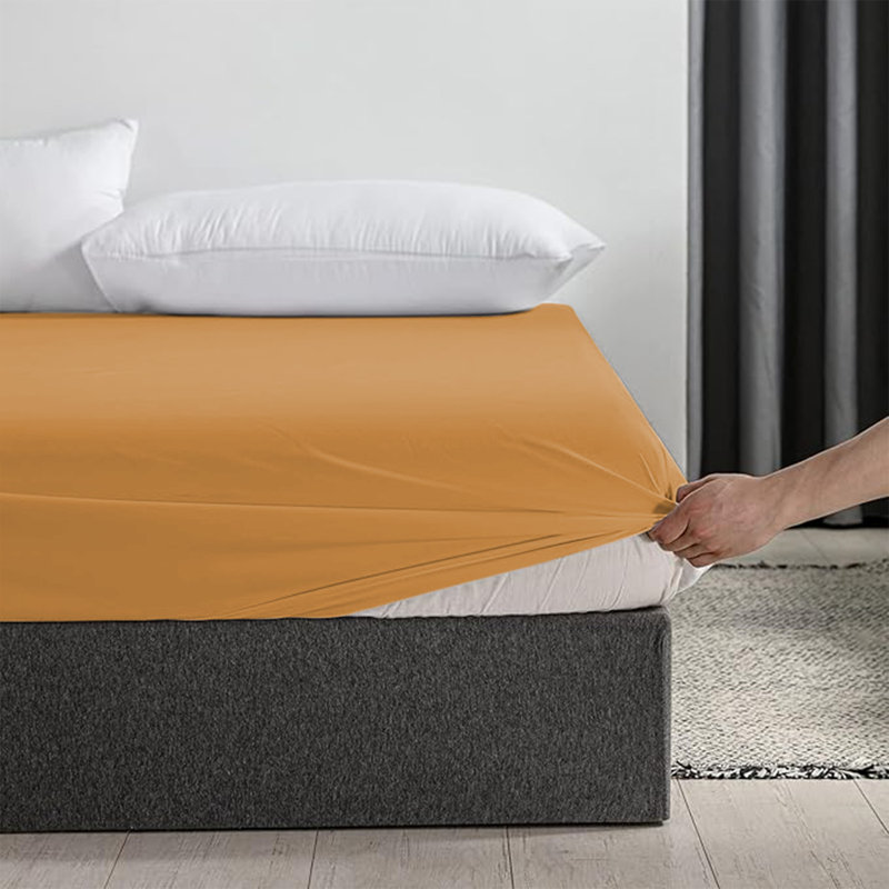 Merituuli 200 TC Microfiber 25cm Deep Fitted Sheets, Kingsize (5'), Ochre