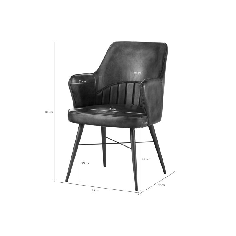 Iron Label 38cm H Genuine Leather Upholstered Accent Chair, Dark brown