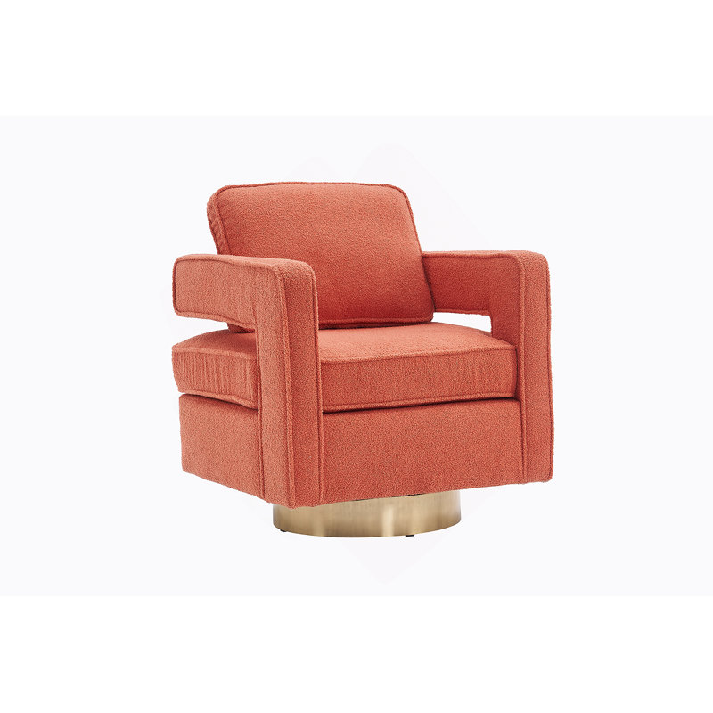 Comfortable Swivel Arm Chair For Various Spaces With Advanced Features, Orange