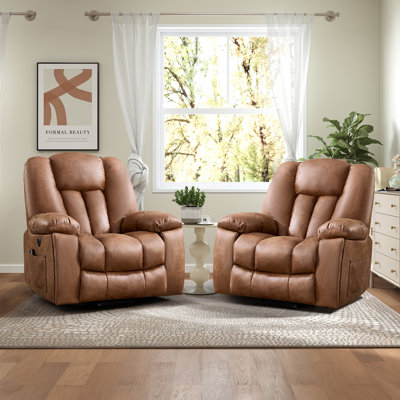 41'' Oversized Power Lift Chair - Heated Massage Electric Recliner With Super Soft Padding Set Of 2
