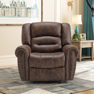 Intars 40.9" Wide Classic and Overstuffed Top Faux Leather Power Standard Recliner with USB Port