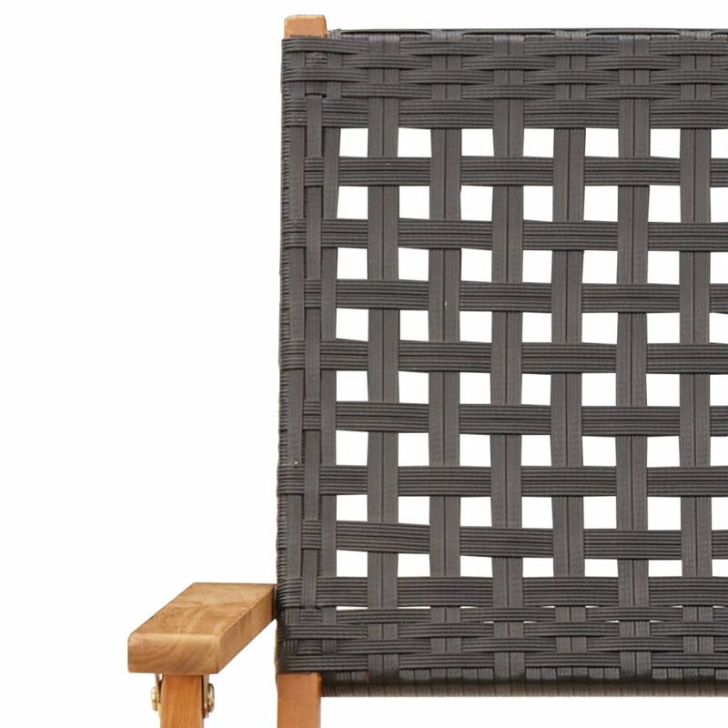 8-3 Wicker/Rattan Garden Chair With Cushion Folding Chair Set, Black
