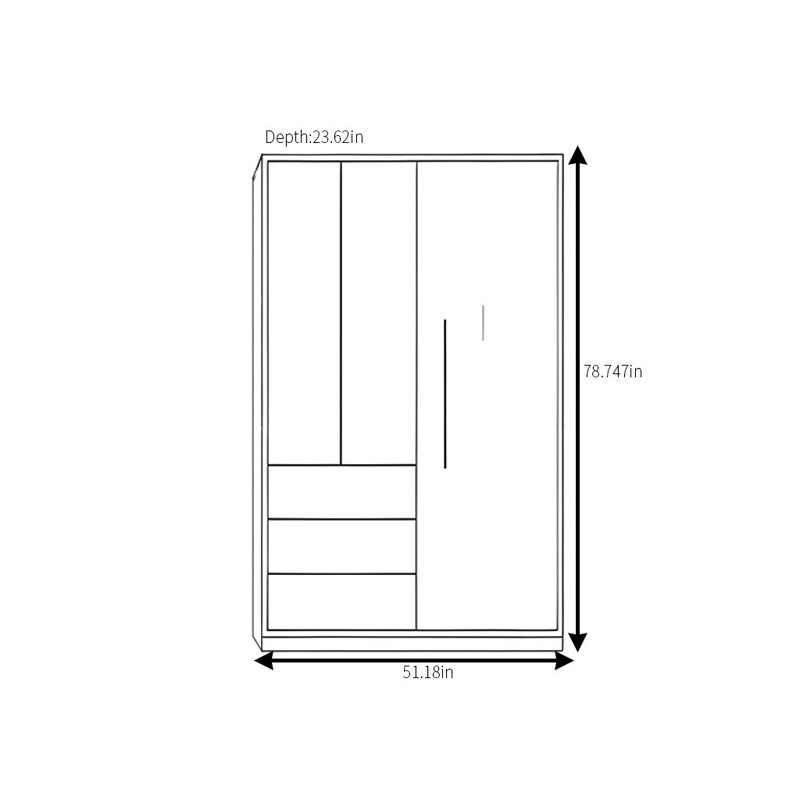 Garde-robe simple en bois, H 78,74 po x l 51,18 po x P 23,62 po