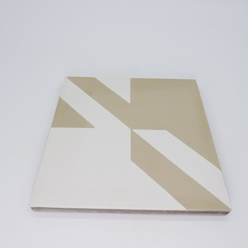 Tantan 8" x 8" Cement Patterned Wall & Floor Tile, Beige/White
