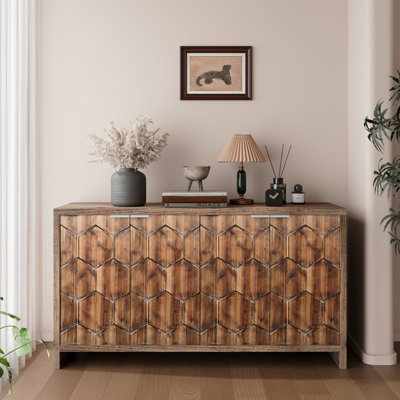 Accent Cabinet Farmhouse Style 4 Door Wooden Cabinet Sideboard Buffet Server Cabinet Storage Cabinet, For Living Room, Entryway, Hallway, Office, Kitc by YOPENG