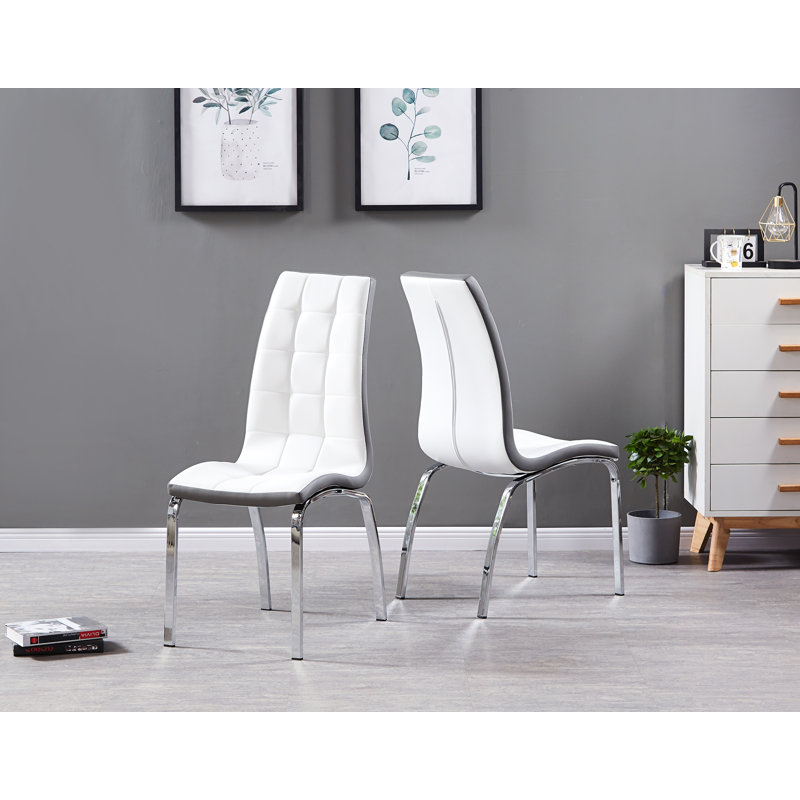 Shresbury 47cm H Upholstered Metal Side Chair, White