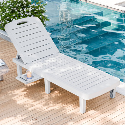 Chaises longues surdimensionnées en résine de 74 po avec dossier réglable à 5 niveaux et porte-gobelet pour piscine, patio, plage, cour (2 pièces)