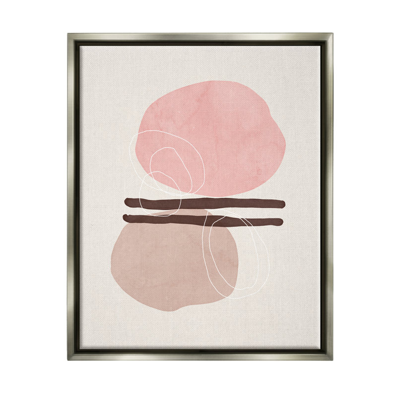 Toile flottante rose pastel formes géométriques par Nina Blue, H 31 po x l 25 po x P 1,7 po, Cadre flottant gris lustré