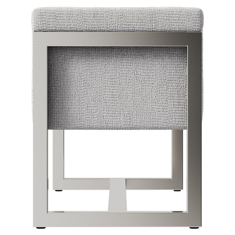 Gray Polyester Upholstered Bench with Nickel-Plated Steel Frame