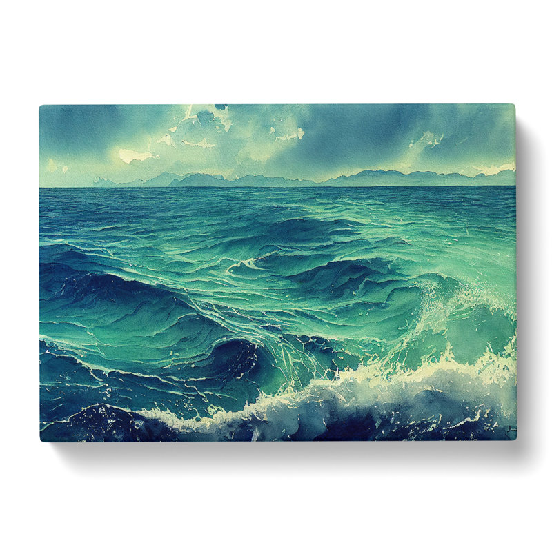 Watercolour Ocean Vol.2 - Wrapped Canvas Painting, 35cm H x 50cm W x 3cm D