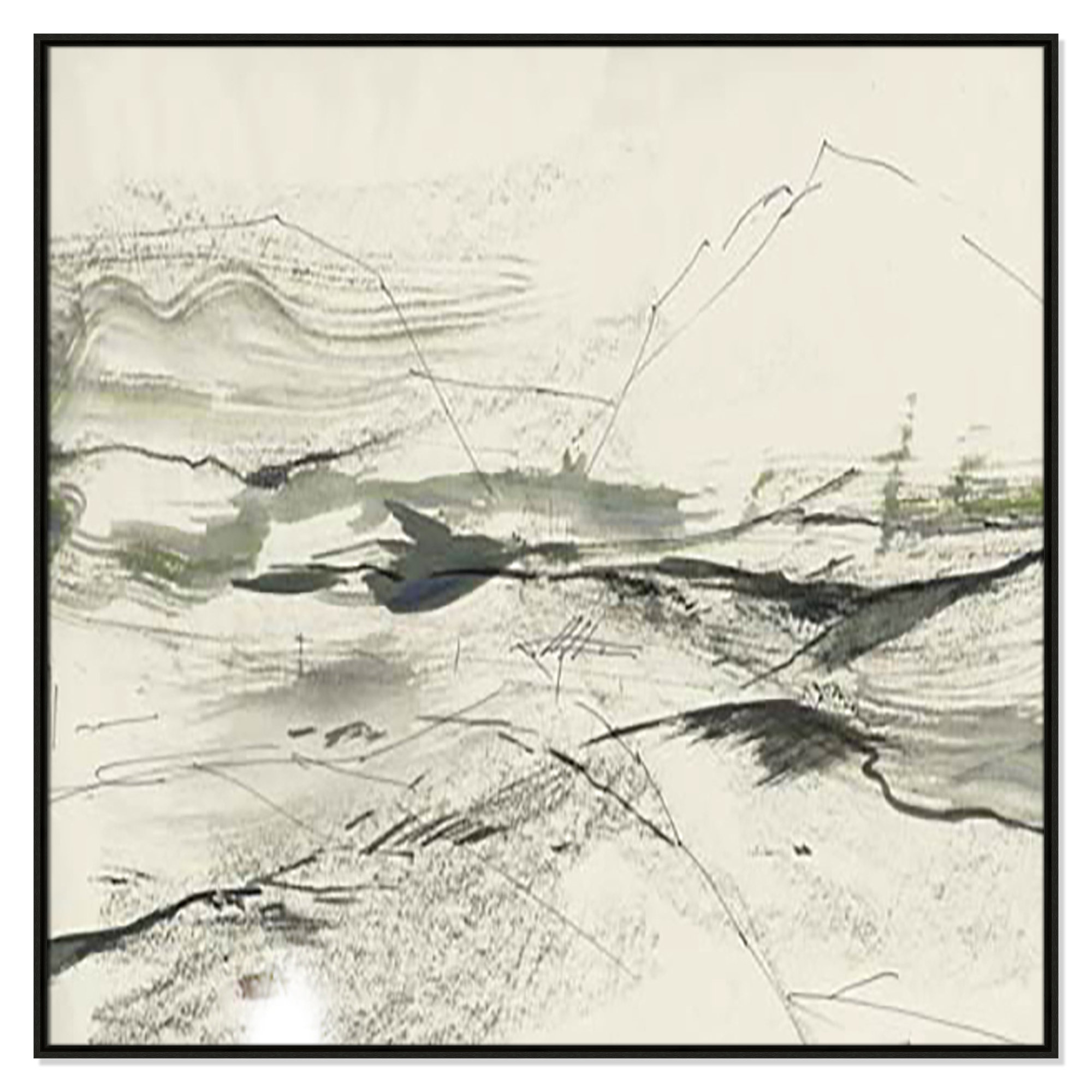 Green Sketches, Espresso Floater Framed, 46.5" H x 46.5" W x 2" D