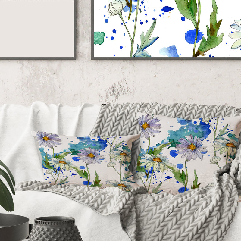 Housse de coussin rectangulaire et insert Daisies with Leaves II