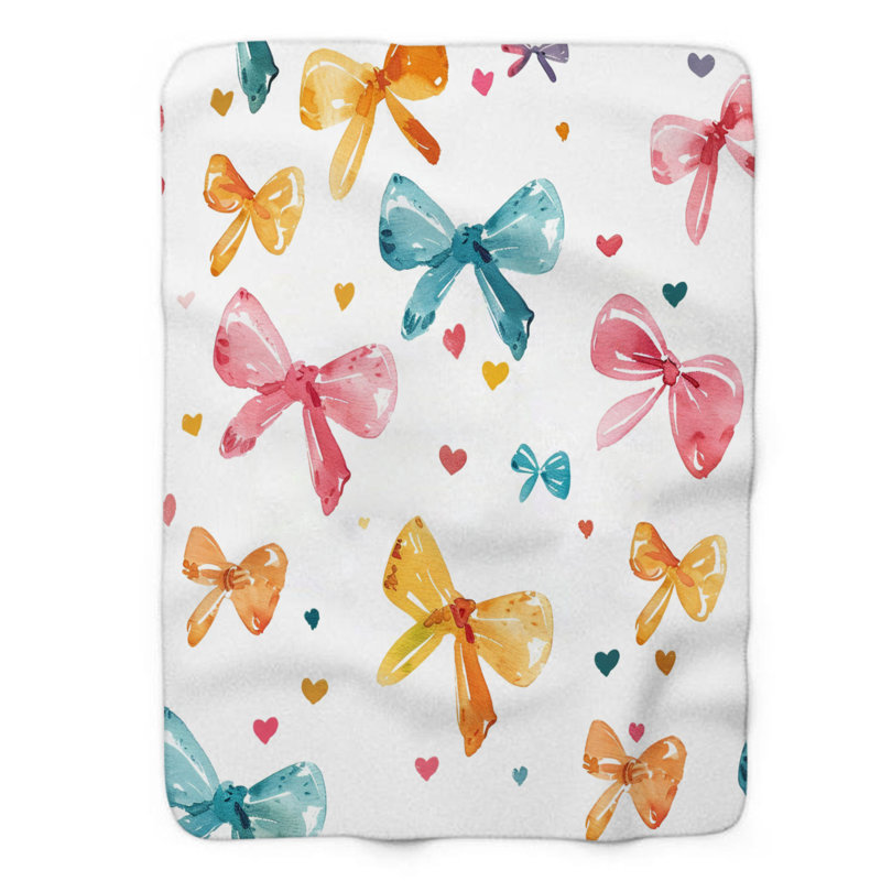 Hue Bow - couverture sherpa de qualité supérieure 1 pièce, L 60 po x L 80 po