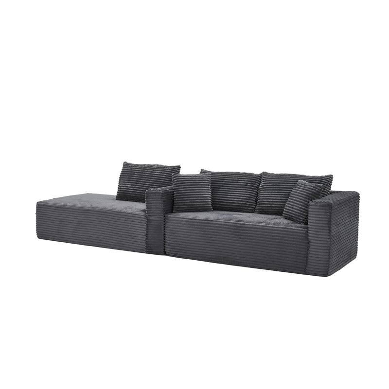 Canapé modulaire de 105 po avec canapé en forme de L et canapé-lit modulaire sans dossier de 105 po, Grey Foam