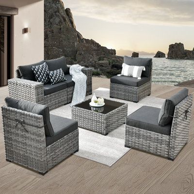 Dikembe 5 - Person Patio Conversation Set with Cushions