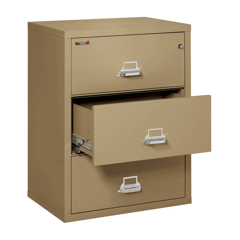 Fireproof 3 - Drawer File Cabinet, Key Lock, Sand