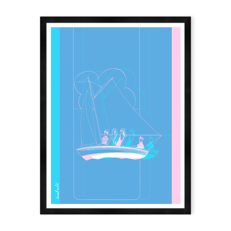 Family Boating In Pastels Print