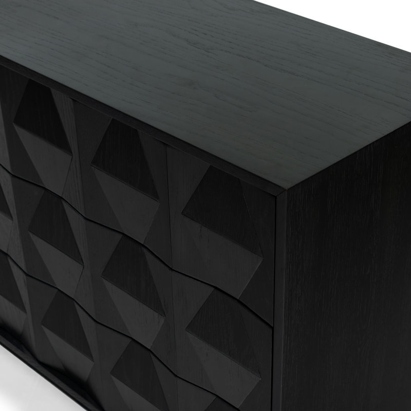 Riabelle Wood 6 Drawer Dresser, Black