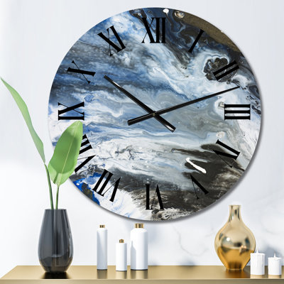 Horloge murale moderne noire, blanche et bleue