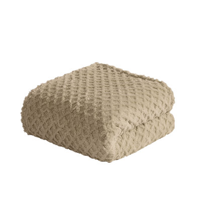Swift Home Jacquard Plush Throw Blanket 50"x70" - Polka Dot/Pom Pom, Criss-Cross/Diamond/Lattice, and Wave Designs - Cozy, Fluffy, Soft, Durable, Easy Care
