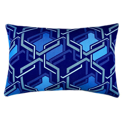 Linked Midnight Navy Indoor/Outdoor Lumbar Pillow Cover & Insert