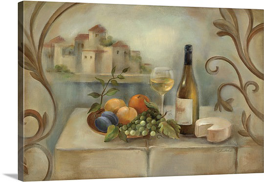 «Vino Blanco» par Yoakum, reproduction d'art sur toile, H 16 po x l 24 po x P 1,25 po