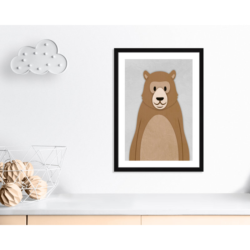 Adhésif décoratif Cheery Bear, H 34,5 po x l 24,5 po x P 0,6 po, Encadré plat noir